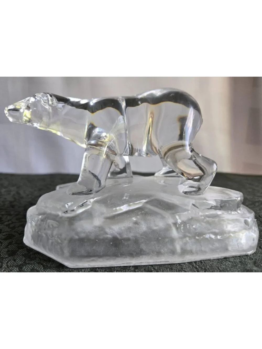 Vintage 1980s 24% Cristal D'Arques France Lead Crystal Polar Bear On Iceberg